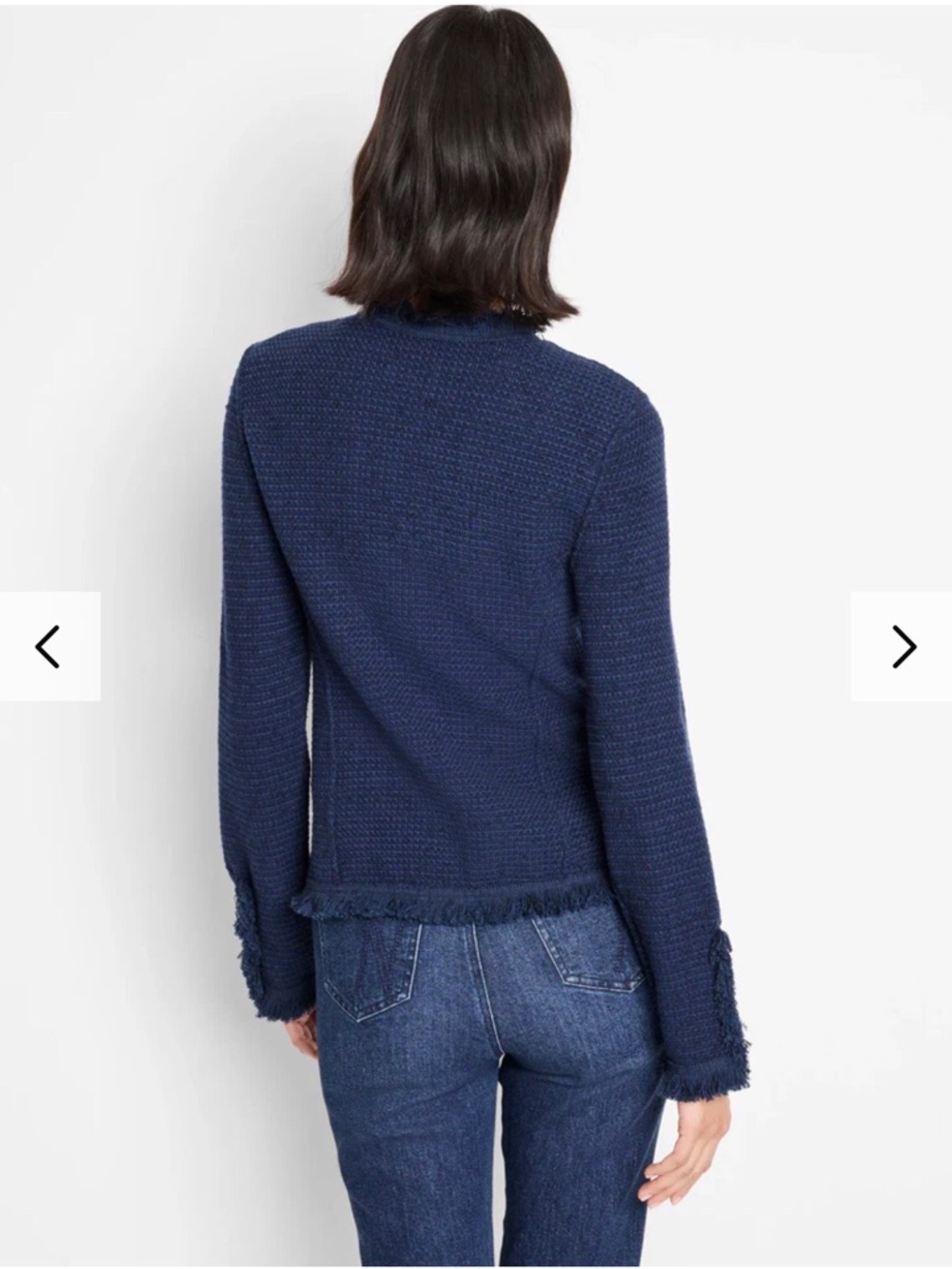 Nic+Zoe Fringe Navy Mix Cardigan Blazer - Picture 3 of 12
